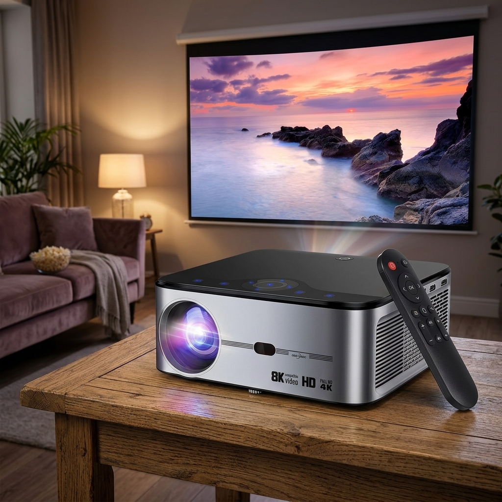 GOOJODOQ Portable Wi-Fi Mini 8K Full HD Projector