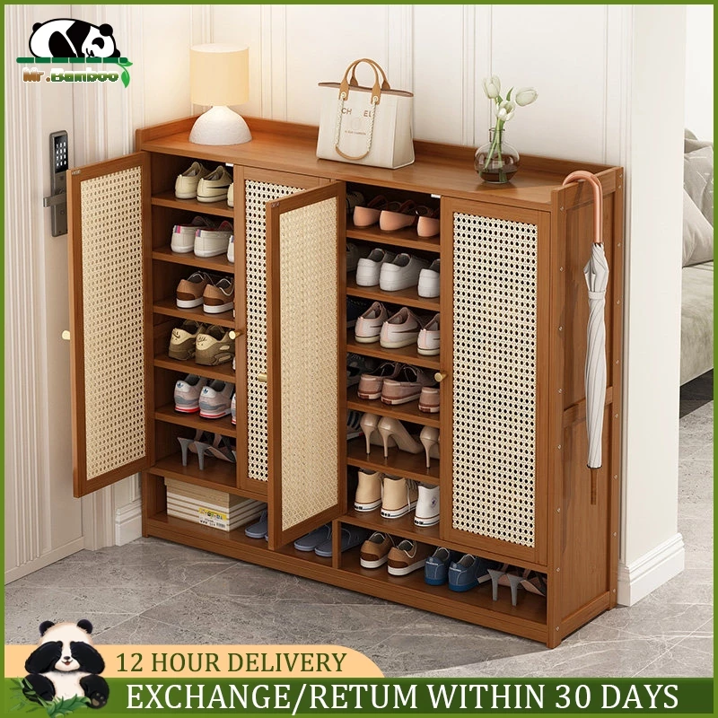 Wooden Bamboo Shoes Cabinet 6/7/8 Layer 40+ Pairs 