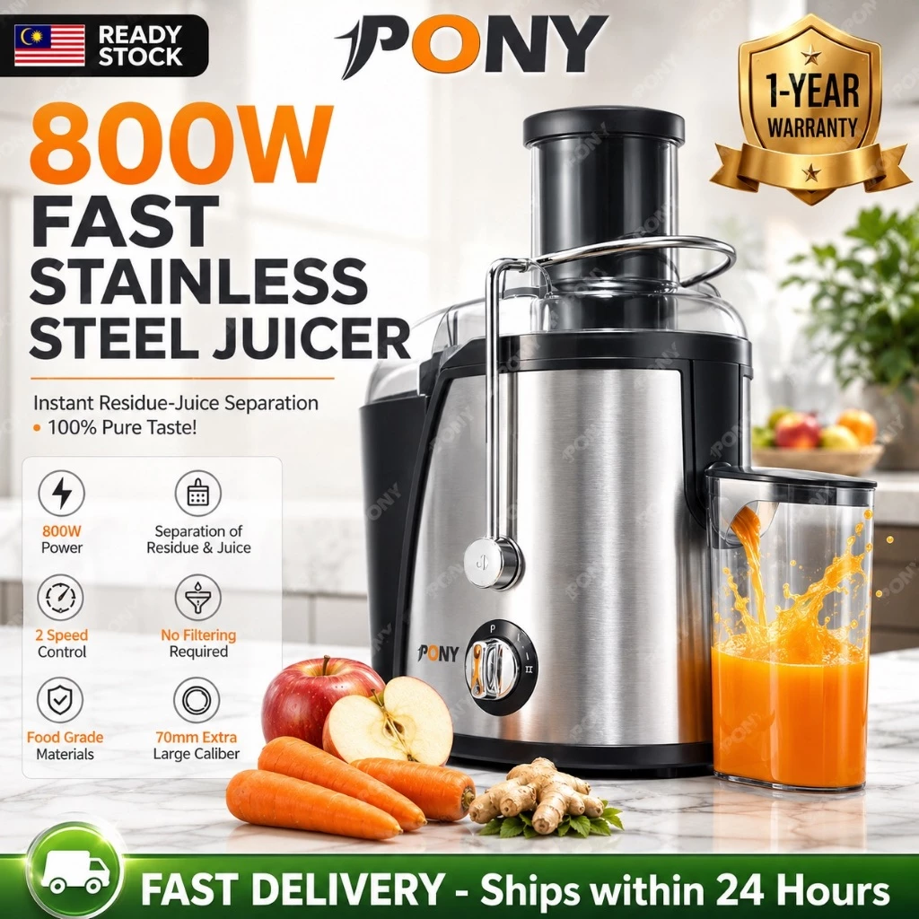 PONY 800W Stainless Steel Electric Juicer Machine 